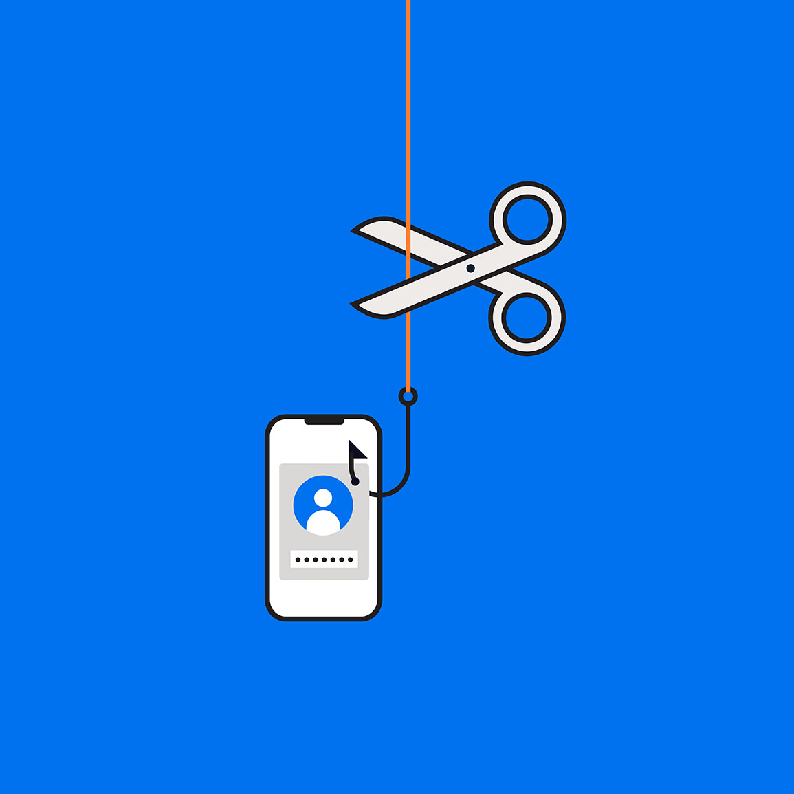 scissors cutting hook to phone